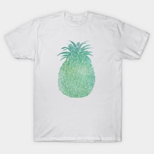 Watercolor Design in Turquoise and Greens Filled Pineapple Design T-Shirt